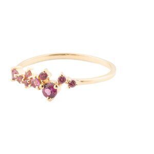 SHIVAM Gold/Garnet Made In India 14kt Gold Plated Cluster Gemstone Ring